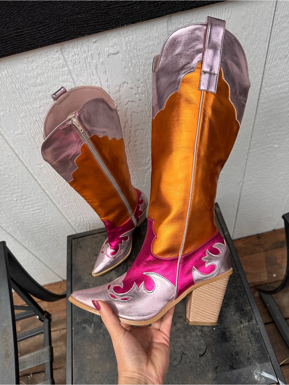 ✨ Metallic Cowboy Boots